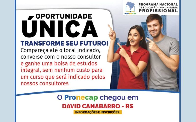 Foto de capa da notícia: SISPE EAD OFERECE BOLSAS DE ESTUDO EM DAVID CANABARRO