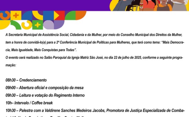 Foto de capa da notícia: São José do Norte realiza a 2ª Conferência Municipal de Políticas para Mulheres com foco em igualdade e participação social
