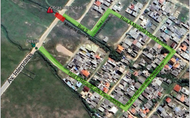 Foto de capa da notícia: Obras avançam na Avenida Interpraias e exigem alterações no tráfego