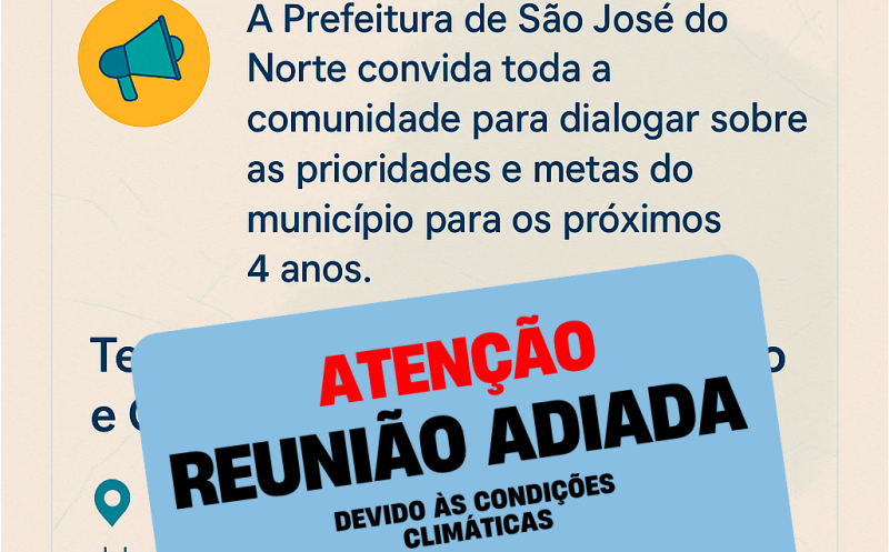 Foto de capa da notícia: Prefeitura adia reunião pública sobre o PPA 2026–2029 devido ao mau tempo