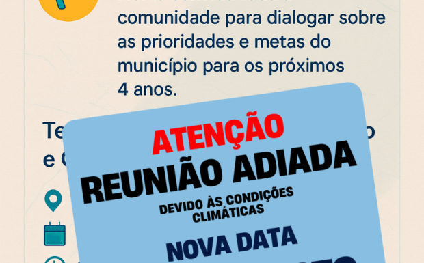 Foto de capa da notícia: Prefeitura adia reunião pública sobre o PPA 2026–2029 devido ao mau tempo