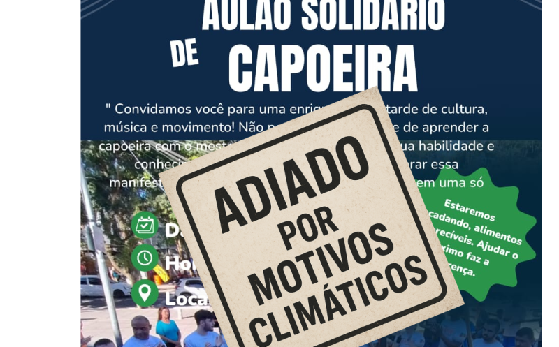 Foto de capa da notícia: Aulão Solidário de Capoeira é transferido devido às condições climáticas