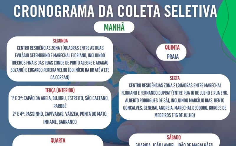 Foto de capa da notícia: Novo cronograma da coleta seletiva amplia ações de sustentabilidade em São José do Norte