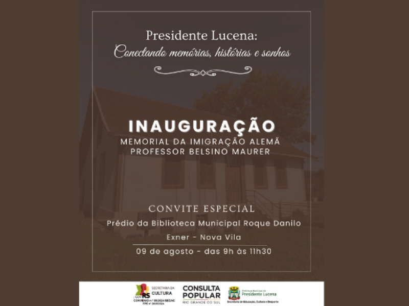 Foto da Notícia Inauguração do Memorial da Imigração Alemã Professor Belsino Maurer e Lançamento do Livro de Presidente Lucena