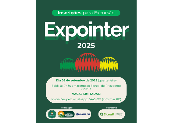 Foto de capa da notícia: Inscrições abertas para excursão para a Expointer 2025 🚌🤝