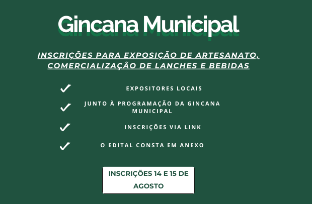 Foto de capa da notícia: Gincana Municipal - Cadastro Expositor ✅🫱🏻‍🫲🏼