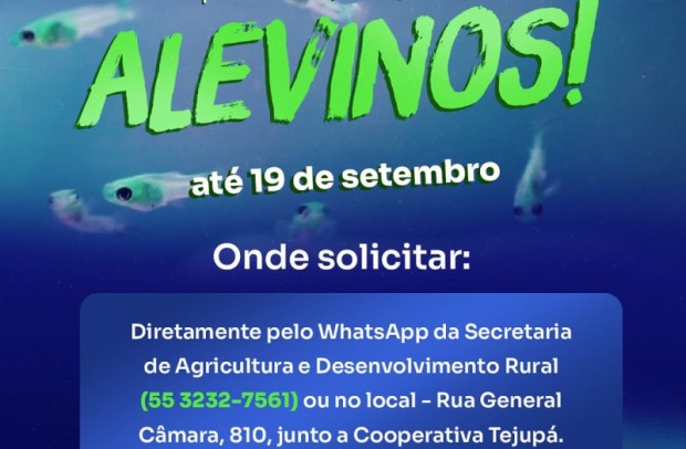 Foto de capa da notícia: Prefeitura intermedia encomendas de alevinos para produtores de São Gabriel