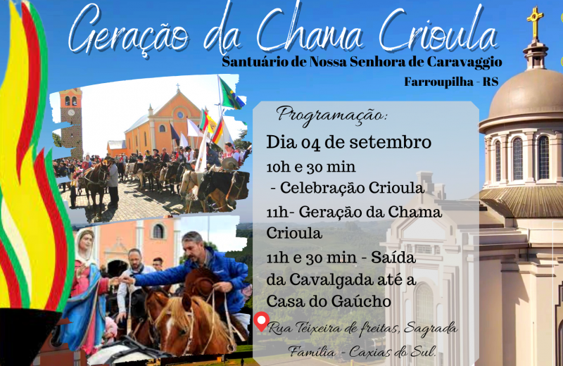 Foto de capa da notícia: Santuário de Nossa Senhora de Caravaggio sediará acendimento da Chama Crioula