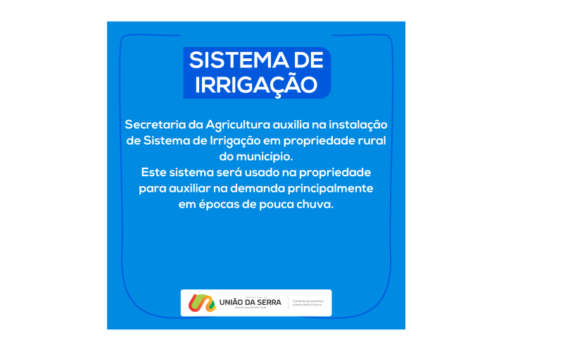 Foto da Notícia SISTEMA DE IRRIGAÇÃO