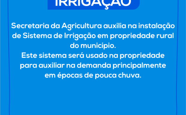 Foto de capa da notícia: SISTEMA DE IRRIGAÇÃO