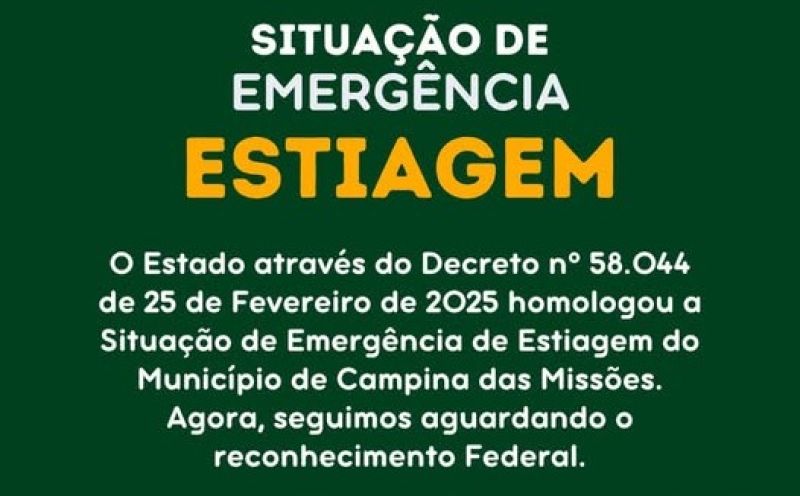Foto de capa da notícia 𝐃𝐄𝐂𝐑𝐄𝐓𝐎 𝐃𝐄 𝐄𝐌𝐄𝐑𝐆Ê𝐍𝐂𝐈𝐀 - 𝐄𝐒𝐓𝐈𝐀𝐆𝐄𝐌