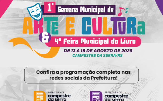 Foto de capa da notícia: CAMPESTRE REALIZA SEMANA MUNICIPAL DA ARTE E CULTURA E  A 4ª FEIRA MUNICIPAL DO LIVRO
