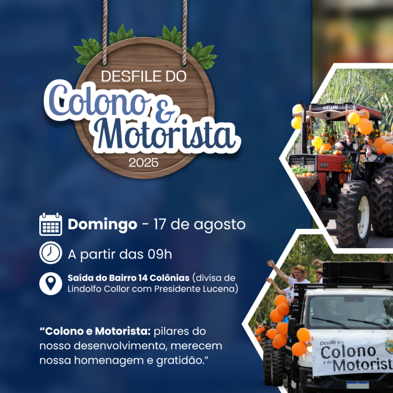 Foto de capa da notícia: DESFILE DO COLONO E MOTORISTA 2025:
