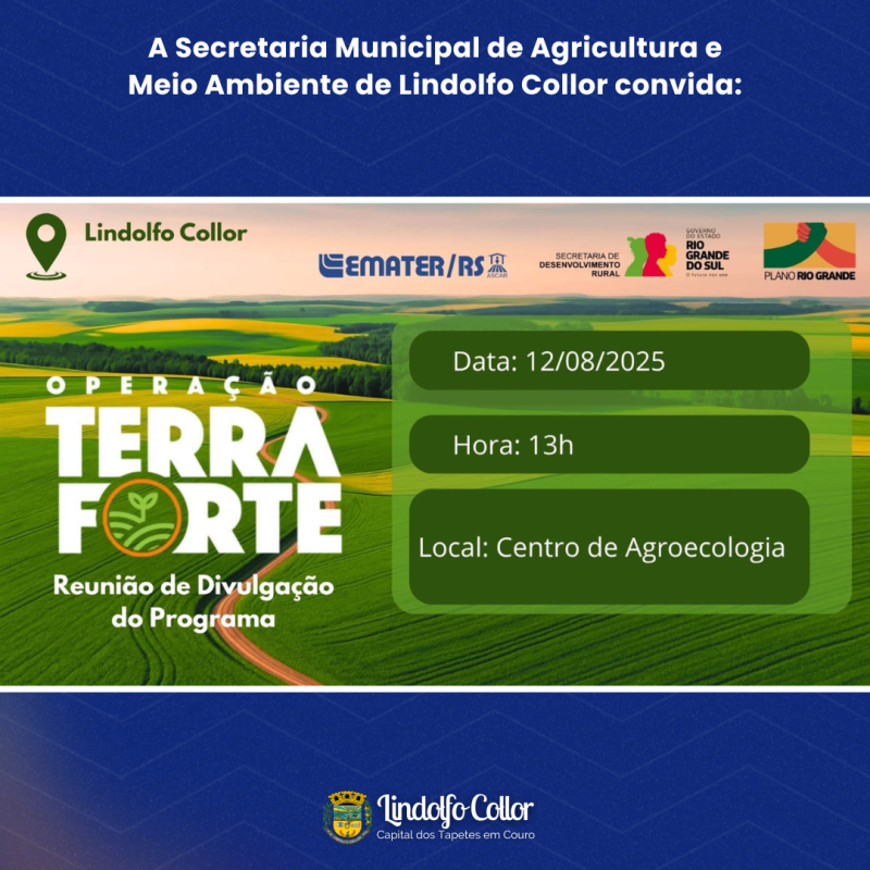 Foto de capa da notícia: Convite para Reunião de Divulgação do Programa Operação Terra Forte:
