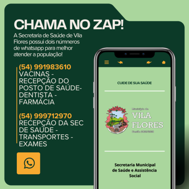 Foto de capa da notícia: NÚMEROS DE CONTATO DOS SERVIÇOS DE SAÚDE NO WHATSAPP