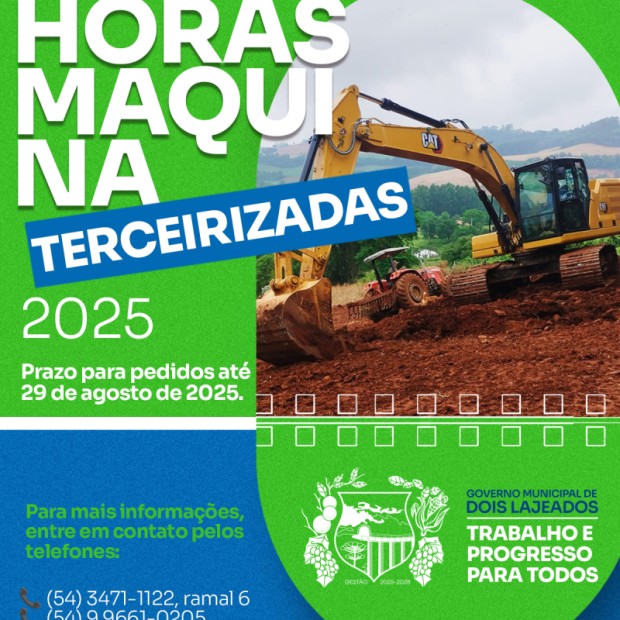 Foto de capa da notícia: PROGRAMA HORAS MÁQUINA TERCEIRIZADAS 2025 TEM INÍCIO