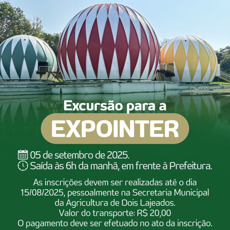 Foto de capa da notícia: EXCURSÃO PARA A EXPOINTER 2025