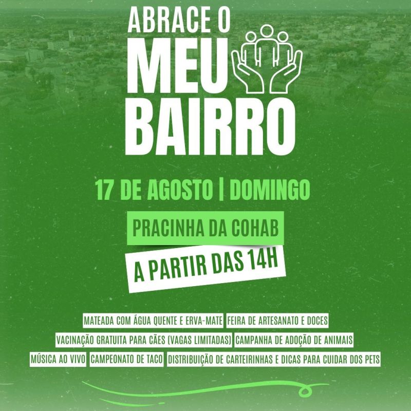 Foto de capa da notícia: É neste domingo que o “Abrace Meu Bairro” vai agitar a Cohab! 