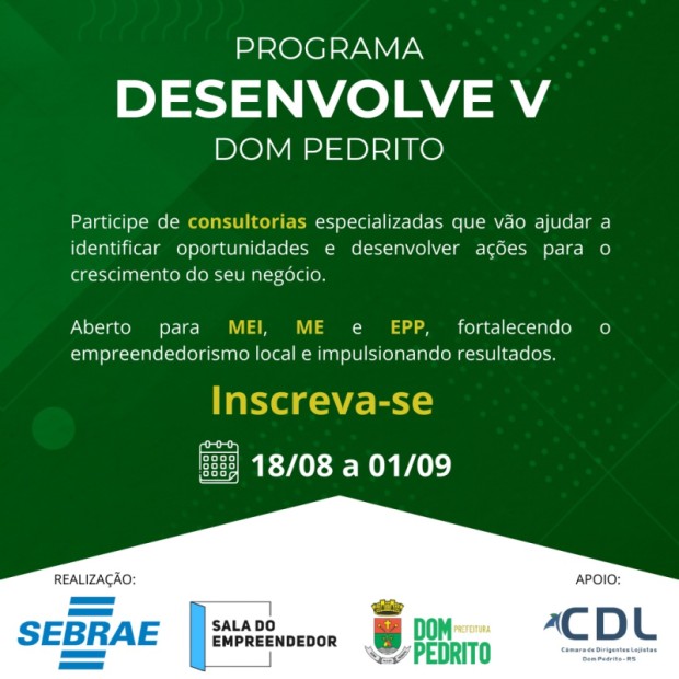 Foto de capa da notícia: PROGRAMA DESENVOLVE V - DOM PEDRITO