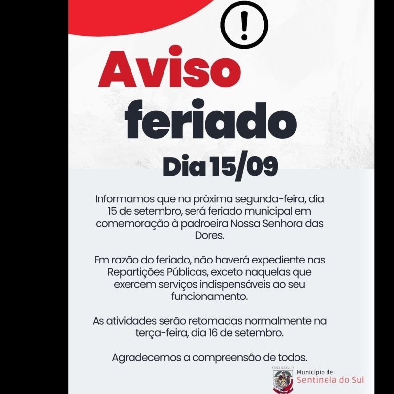 Foto de capa da notícia: Aviso