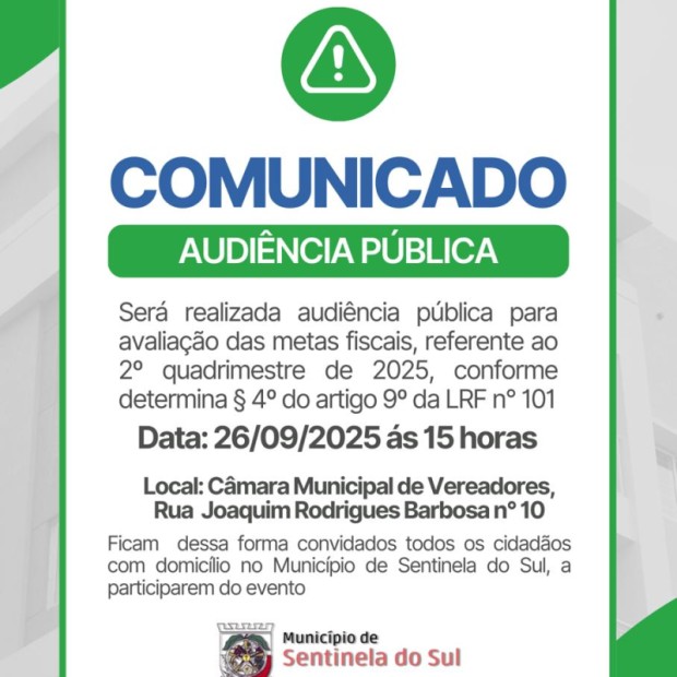 Foto de capa da notícia: Audiência publica  Metas Fiscais 2° Quadrimestre 2025