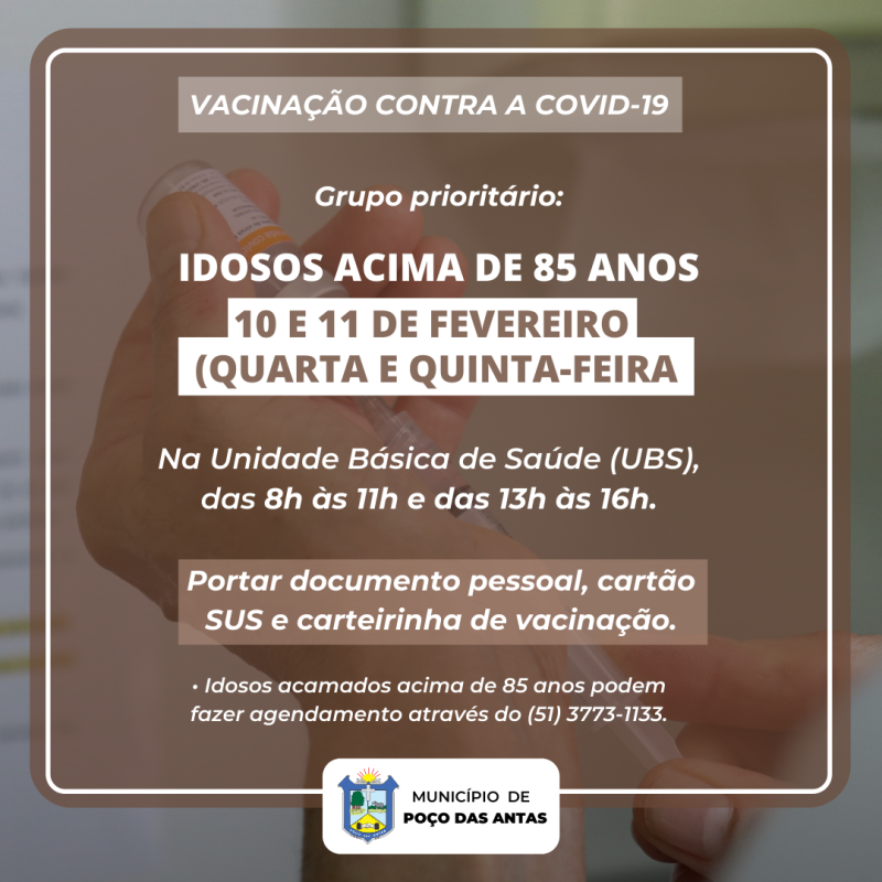 Foto de capa da notícia Idosos acima de 85 anos passam a ser vacinados no Município