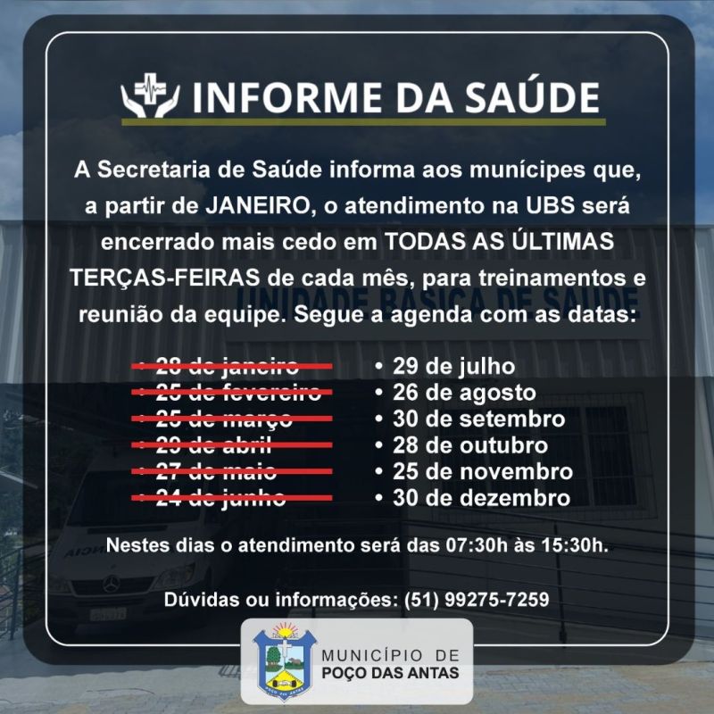 Foto de capa da notícia: Atendimento no Posto de Saúde encerra às 15h30 nesta terça-feira