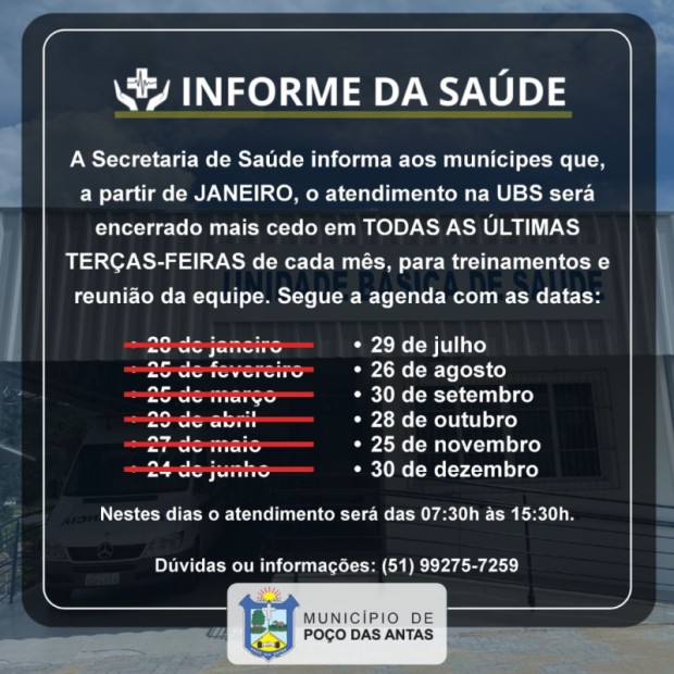 Foto de capa da notícia: Atendimento no Posto de Saúde encerra às 15h30 nesta terça-feira