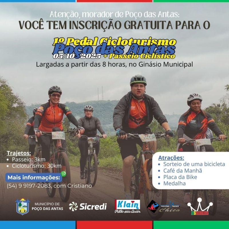Foto de capa da notícia: Poço das Antas promove 1º Pedal Cicloturismo em outubro