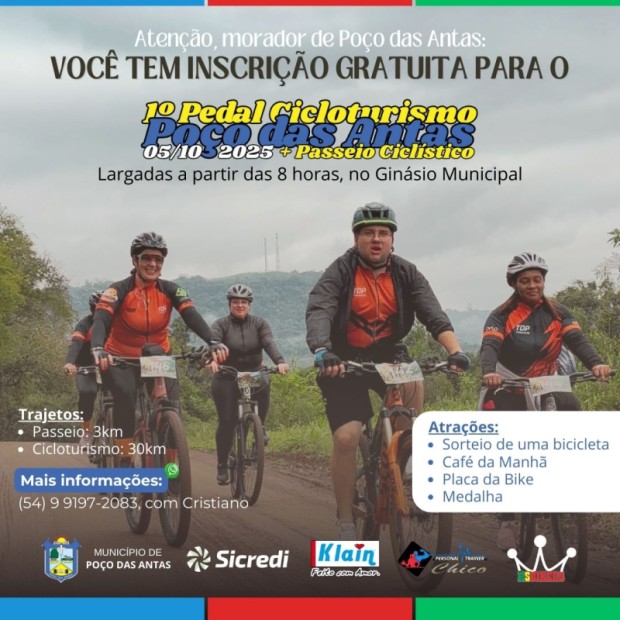 Foto de capa da notícia: Poço das Antas promove 1º Pedal Cicloturismo em outubro