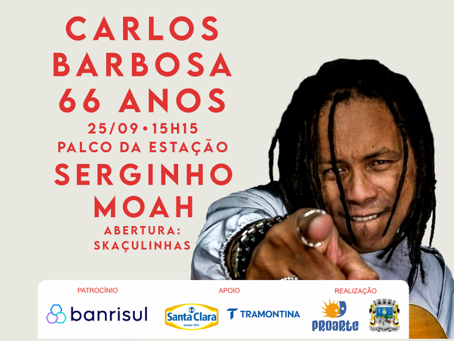 Foto de capa da notícia Feriado do dia 25 tem show de Serginho Moah