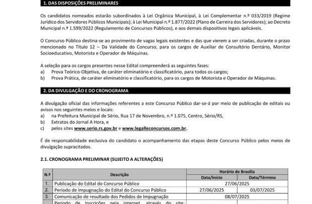 CONCURSO PÚBLICO – SÉRIO/RS