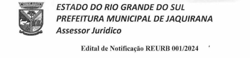 Foto de capa Edital de Notificação REURB 001/2024