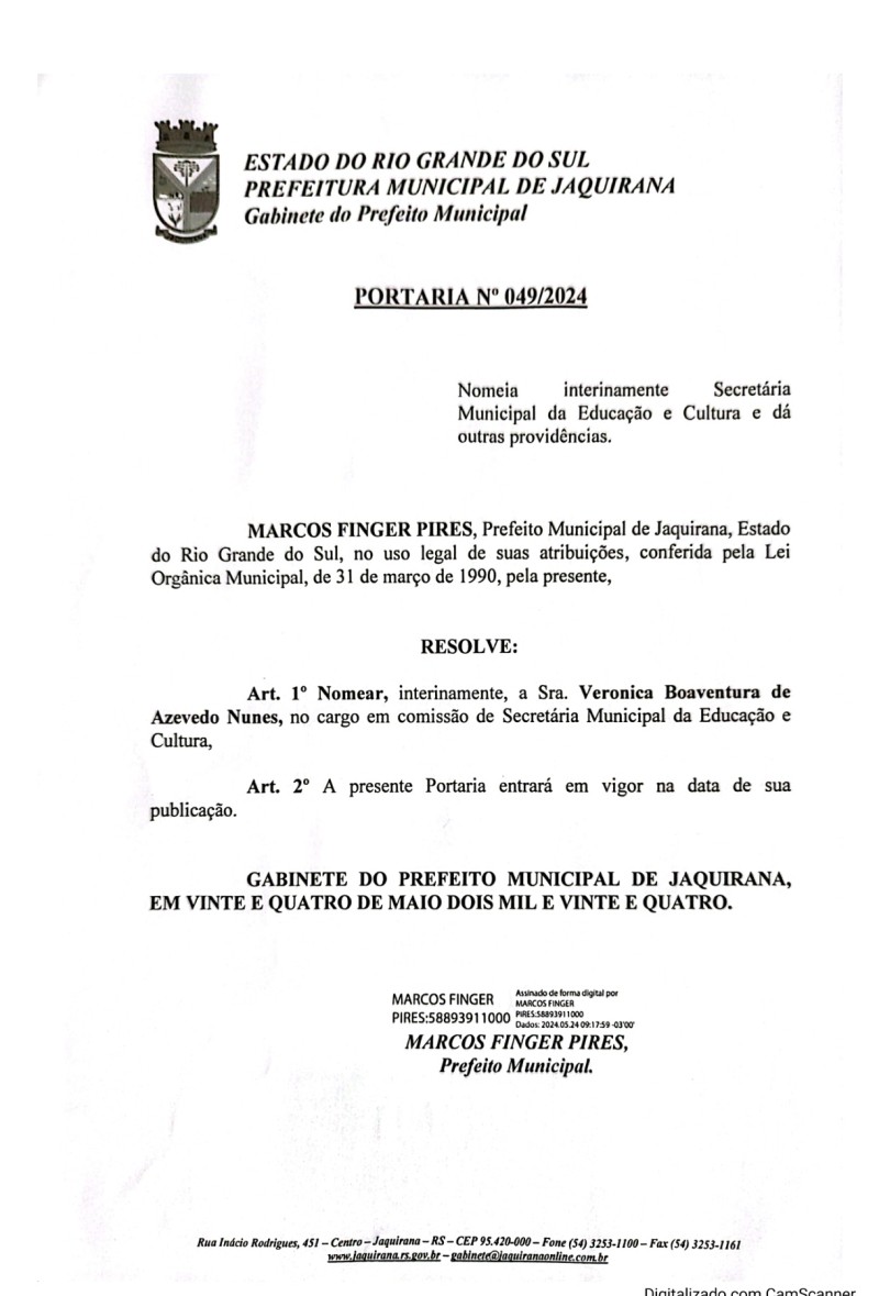Foto de capa Portaria N° 049/24