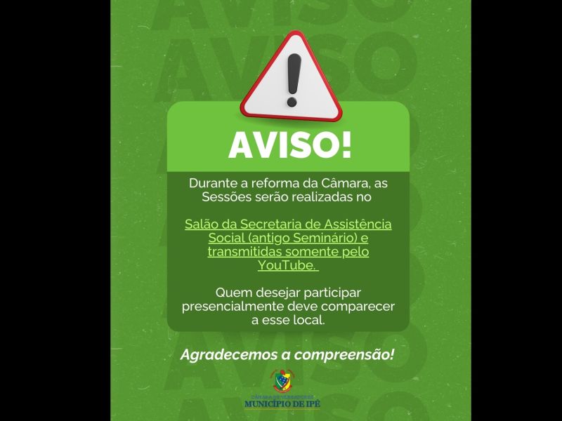 Foto de capa da notícia Sessões da Câmara terão novo local durante a reforma