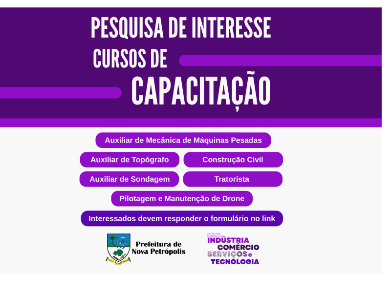 Foto de capa da notícia: Prefeitura de Nova Petrópolis lança pesquisa de interesse para cursos gratuitos de capacitação