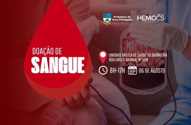 Foto de capa da notícia: Doação de sangue HEMOCS: doadores de Nova Petrópolis já podem agendar coleta