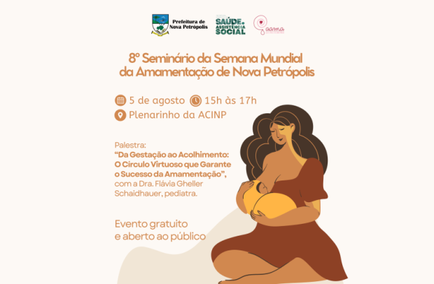 Foto de capa da notícia: Nova Petrópolis realiza 8º Seminário da Semana Mundial da Amamentação no dia 5 de agosto