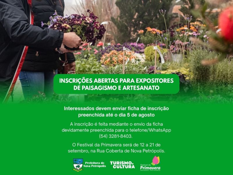 Foto de capa da notícia: Festival da Primavera 2025 abre inscrições para expositores de paisagismo e artesanato