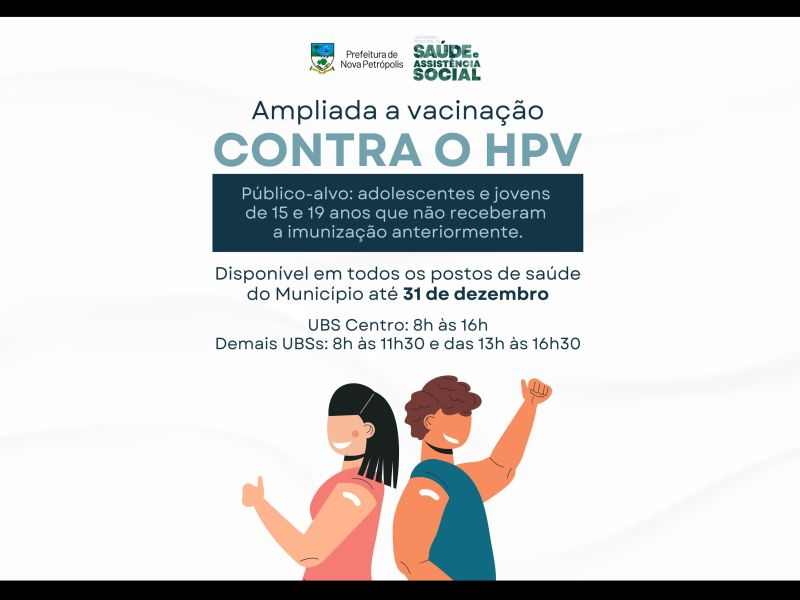 Foto de capa da notícia: Secretaria de Saúde e Assistência Social amplia vacinação contra o HPV em Nova Petrópolis