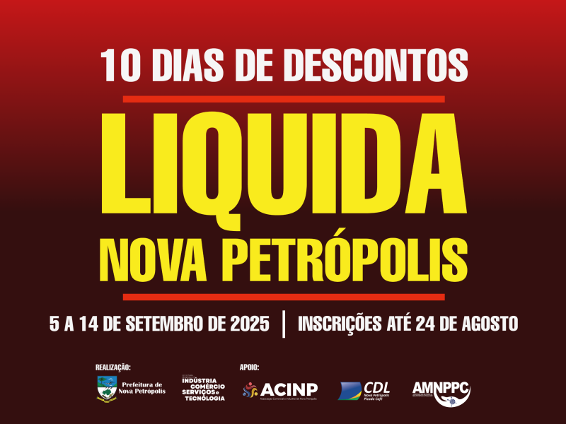 Foto de capa da notícia: Nova Petrópolis antecipa a campanha Liquida Nova Petrópolis – 10 Dias de Descontos