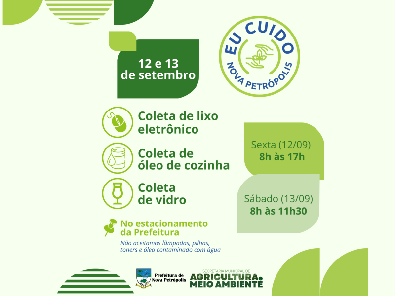 Foto de capa da notícia: Nova Petrópolis promove 3ª Coleta de Lixo Eletrônico, Óleo de Cozinha e Vidro