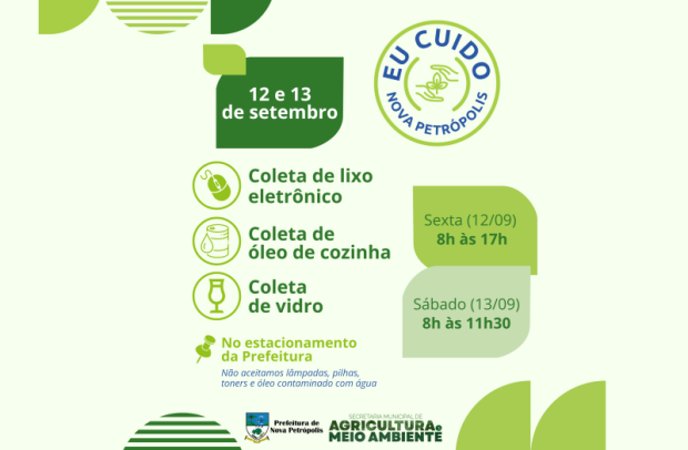 Foto de capa da notícia: Nova Petrópolis promove 3ª Coleta de Lixo Eletrônico, Óleo de Cozinha e Vidro