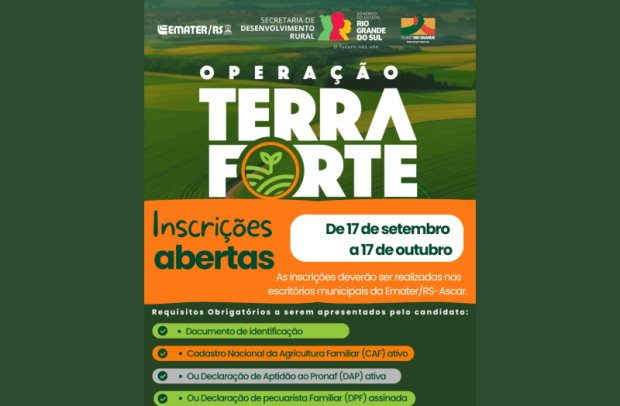 Foto de capa da notícia: Estão abertas as inscrições para o Programa Operação Terra Forte