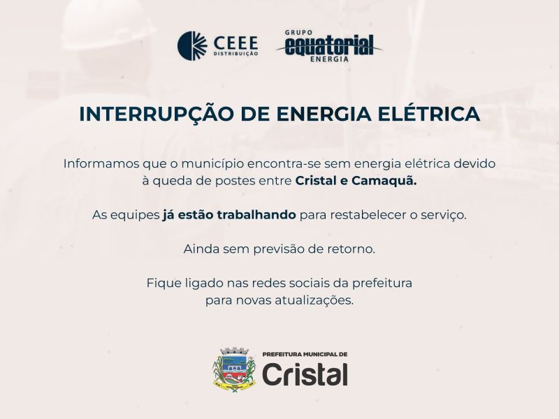 Foto de capa da notícia: Queda de postes causa falta de energia em Cristal