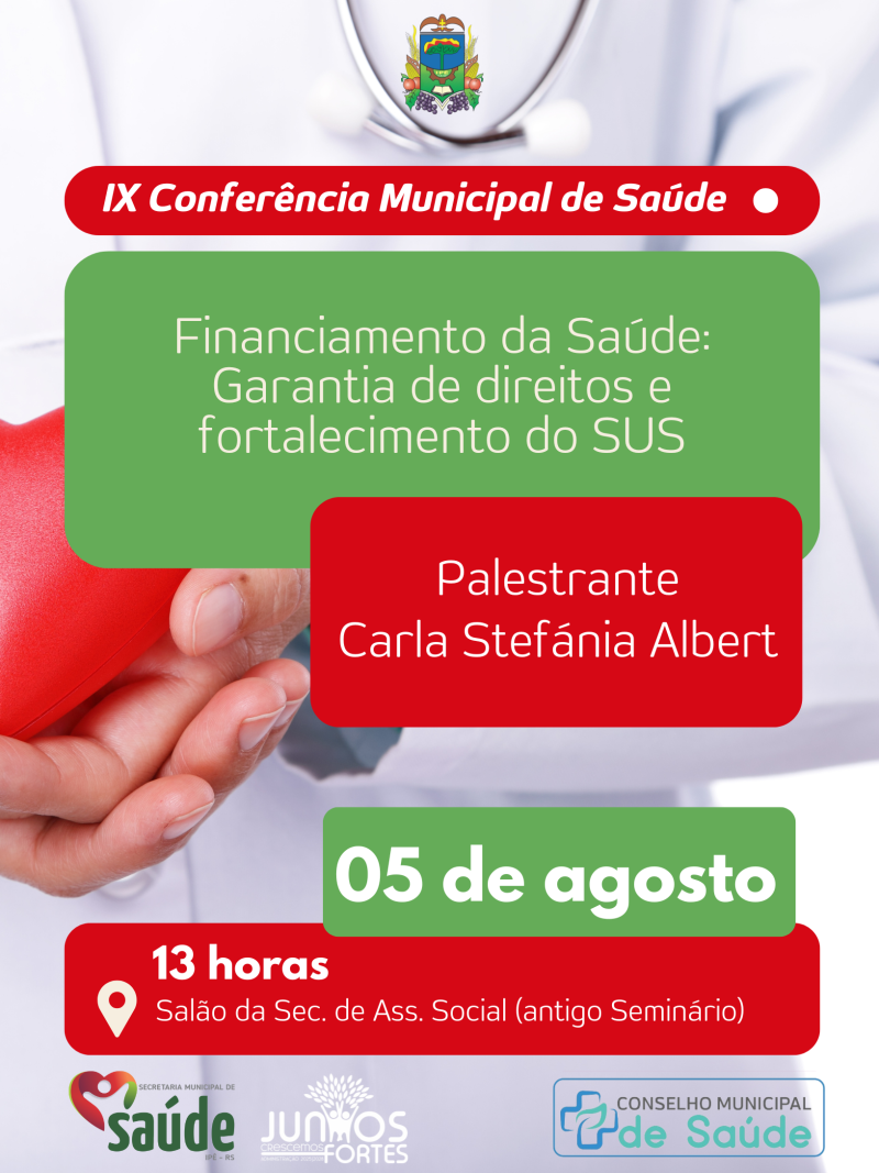 Foto de capa da notícia: Ipê promove a IX Conferência Municipal de Saúde no dia 5 de agosto