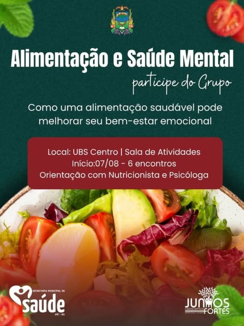 Foto de capa da notícia Grupo “Alimentação e Saúde Mental” inicia nesta quinta-feira na UBS Centro
