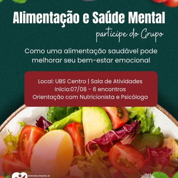 Foto de capa da notícia: Grupo “Alimentação e Saúde Mental” inicia nesta quinta-feira na UBS Centro