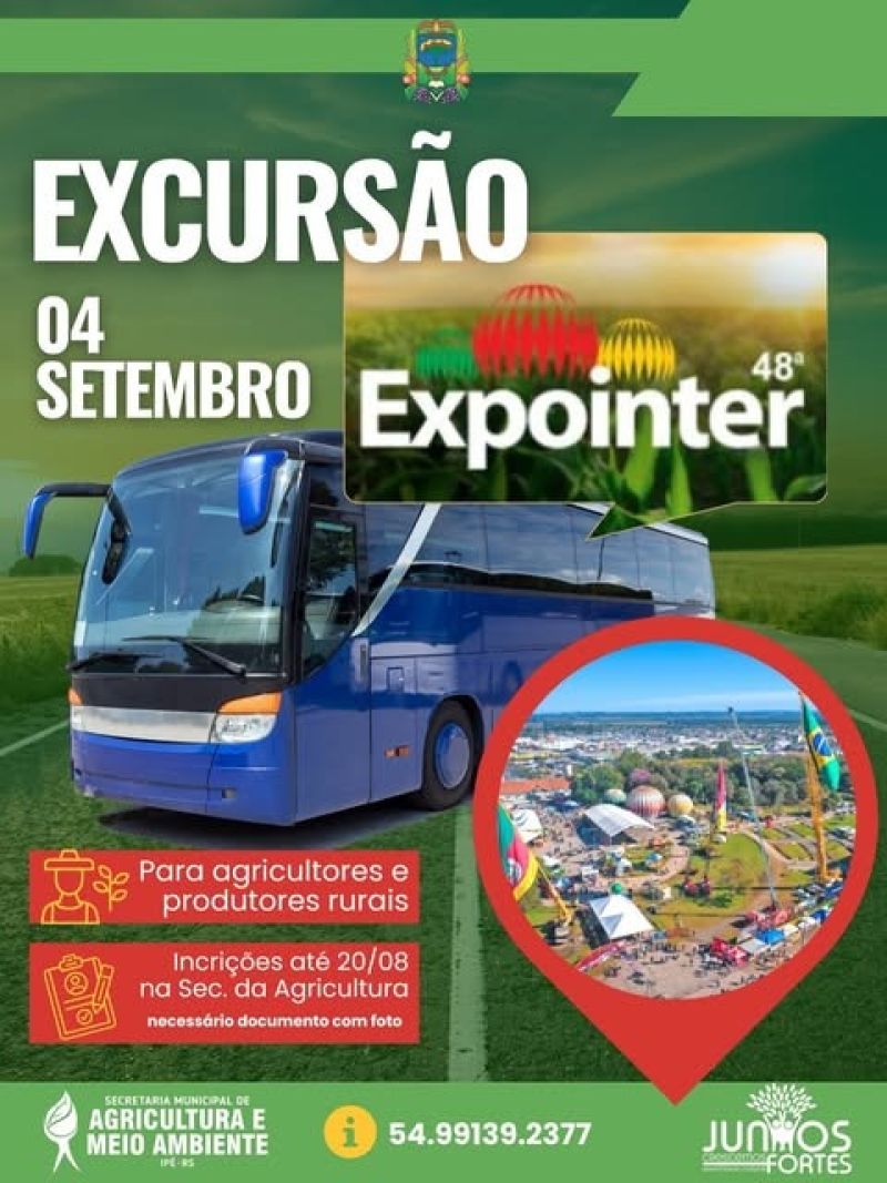 Foto de capa da notícia Agricultores e Produtores Rurais Terão Excursão para a Expointer