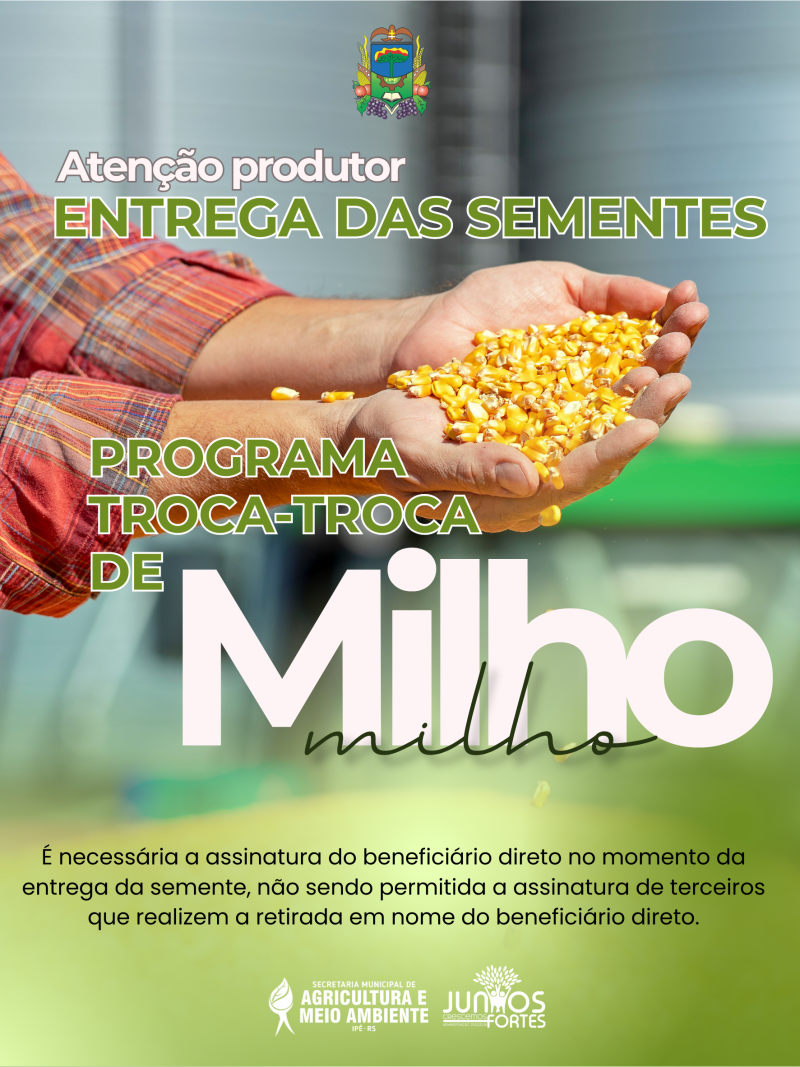 Foto de capa da notícia Produtores de Ipê podem retirar sementes do Programa Troca-Troca de Milho
